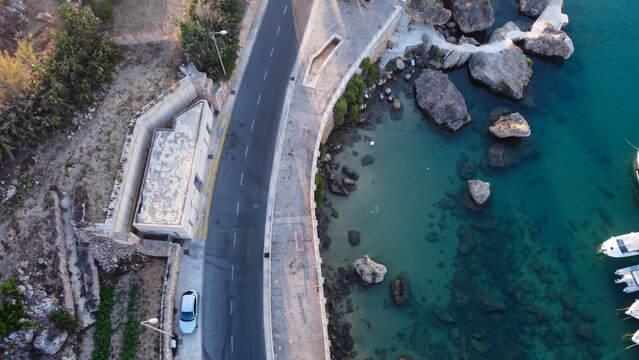 Mgarr, Gozo, Malta - 01.07.2026 - Drone view of Mgarr harbor in Gozo Island, Malta.