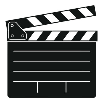 Black and white film clapperboard with horizontal lines on the base