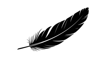 Black feather silhouette vector icon, elegant bird plumage illustration, minimalist quill pen graphic for logo design and stationery branding © MST. ASIA KHATUN