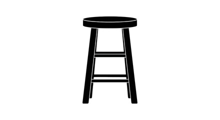 Fototapeta premium Minimalist black bar stool vector icon, modern wooden high chair silhouette, sleek kitchen counter seating furniture illustration isolated on white