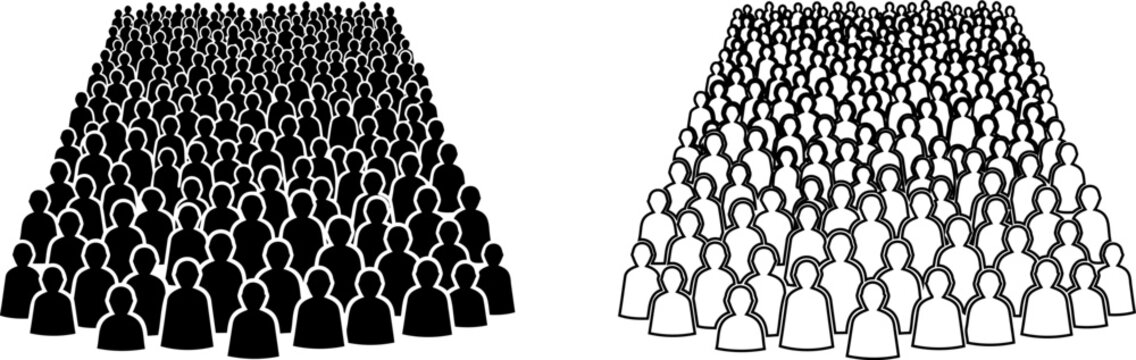 Large crowd of people attending an event in pyramid formation illustration Editable icons