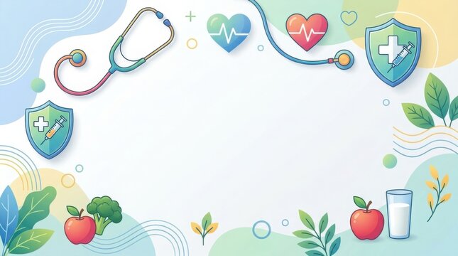 Medical healthcare icons and healthy lifestyle doodle illustration