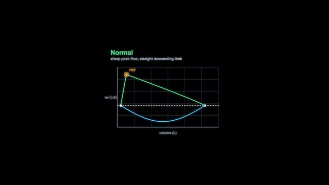 Normal Spirometry Flow Volume Loop Animation Labeled Alpha Channel 4K