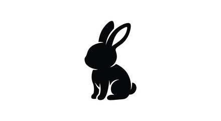 Black Rabbit Silhouette Against A White Background Silhouette © Jahanur