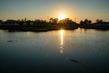 Fototapeta premium Golden Sunset Reflection over Missolonghi Lagoon, Greece