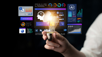 Obraz premium AI analytics dashboard interface for monitoring performance and data insights. Dashboard metrics, dashboard reporting, dashboard automation, visualization for enterprise platforms. Corpus