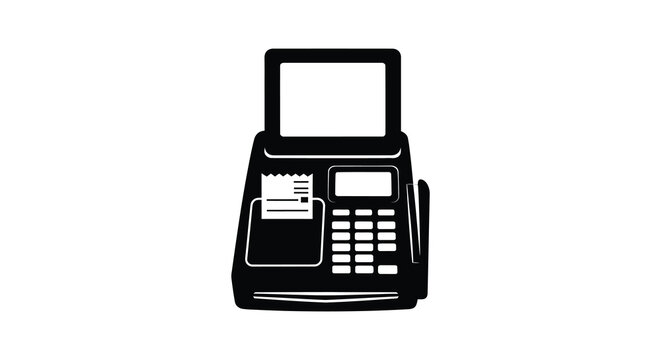 Cash register silhouette on a white background flat vector graphic