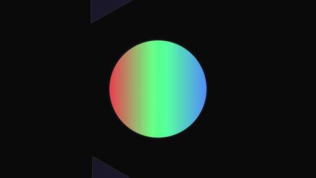 Abstract gradient circle and geometric triangle motion animation 4k background, on black