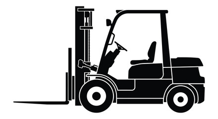 Forklift Silhouette On White Background Industrial Machinery Illustration © Dl Vect