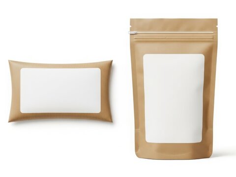 Two rectangular pillows with brown covers and white inserts on a white background