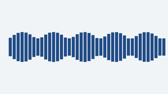 Animated blue sound wave equalizer loop, digital audio frequency visualization for music and technology projects animation 4k