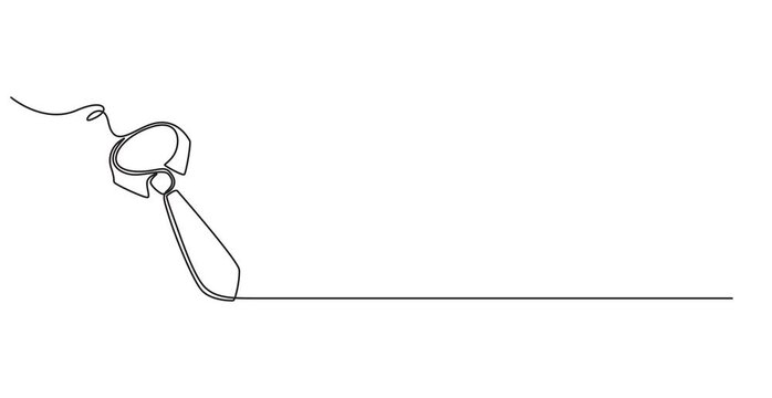 Animated self drawing of continuous line draw tie.  Happy Father's Day concept. Full length one line animation. 4K, Ties icon one line art animation seamless loop minimal design, Continuous one line.