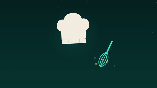 Animated Chef hat whisk cooking kitchen teal food loop