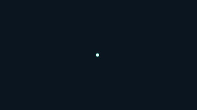 Glowing cyan light particle moving across dark animation 4k background, for abstract motion