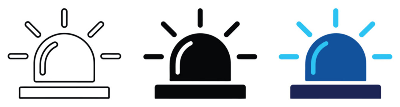 Emergency Alert System Icon, Flashing Warning Light for Urgent Notifications, Safety Alarm, Emergency Response Vector Illustration