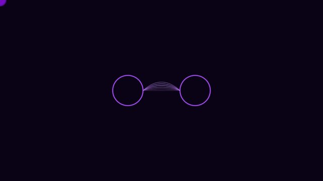 Minimalist abstract purple circles connected by pulsing waves motion for tech backgrounds animation 4k