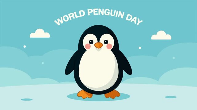 Penguin world day snow landscape