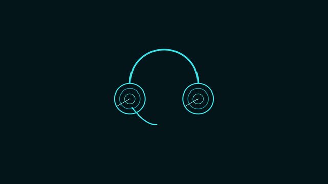 Minimalist headset animation with pulsing sound waves for customer support and communication technology concepts 4k