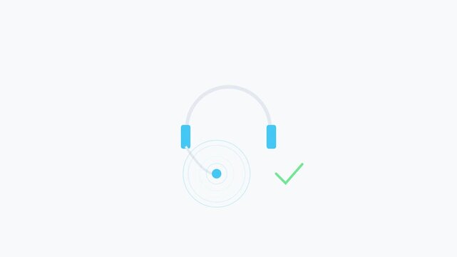 Minimalist headset animation with success checkmark for customer support and communication concepts 4k