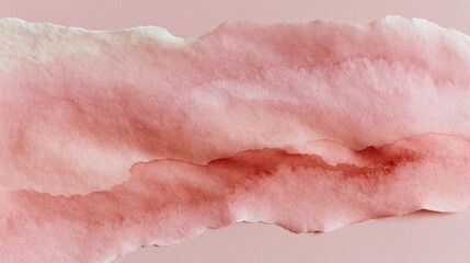 Fototapeta premium Close-up of a piece of pink watercolor paper. the paper appears to be slightly crumpled and has a rough texture. the color of the paper is a soft, pastel pink with hints of orange and red.
