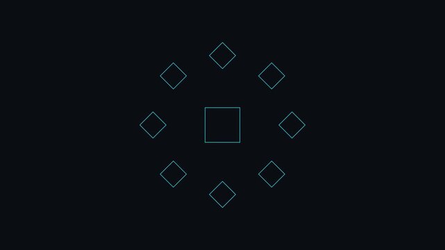 Minimalist neon square loading animation loop: abstract geometric digital motion 4k