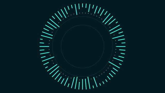 Neon blue hud circular loading interface animation for futuristic technology and digital data visualization 4k