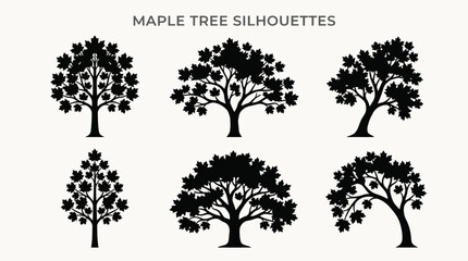 Collection of maple tree silhouettes © angelina