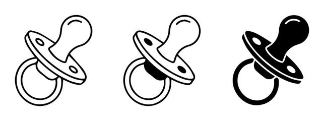 Obraz premium Baby Pacifier Icons, Soothing Nipple Designs, Infant Soother Symbols, Newborn Comfort Objects