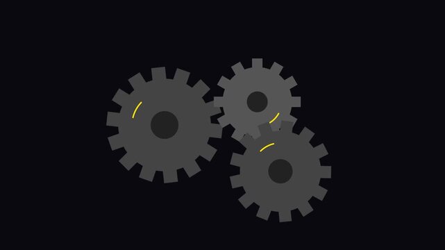 Rotating mechanical gears animation: industrial engineering and business process concept 4k industry