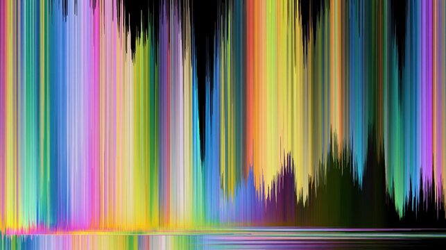 Elegent photo of Abstract colorful digital vertical lines and waves on a dark background. Representing data visualization and modern technological concepts.