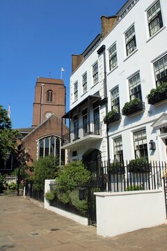 Cheyne Walk, Chelsea, London, looking towards Chelsea Old Church.