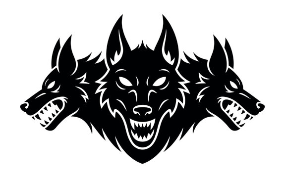 Fierce three headed dog symbol of mythology and power