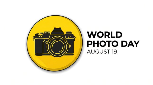 World photography day illustration vintage camera august 19th celebration