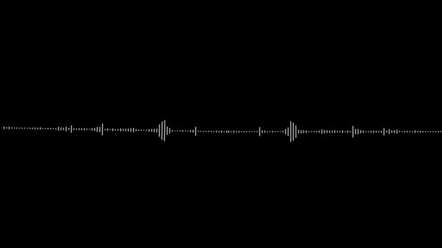 White audio sound wave visualizer line on a black background