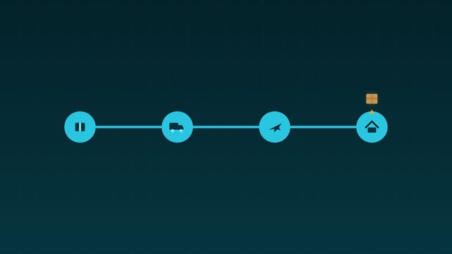 Animated Package tracking timeline steps sea logistics loop