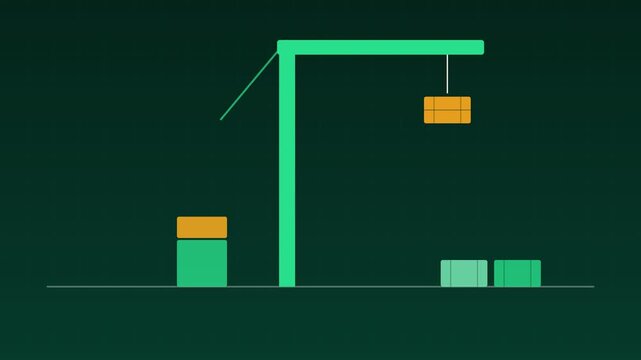 Animated Port crane loading containers jade logistics loop
