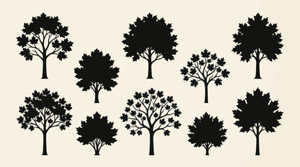 Fototapeta premium Collection of stylized tree silhouettes