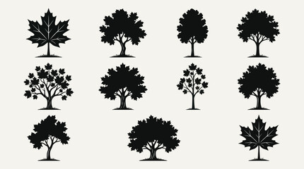 Fototapeta premium Collection of stylized tree silhouettes