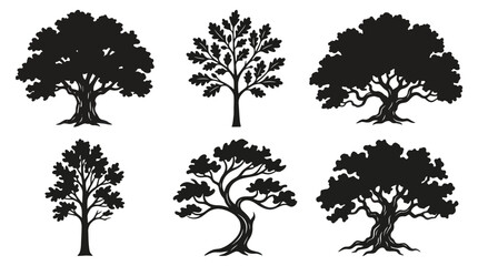 Fototapeta premium Collection of stylized tree silhouettes