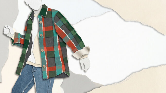 Stylish flannel shirt design with colorful patchwork pattern  
