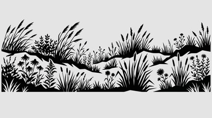 Decorative grassy border silhouette © Cracker