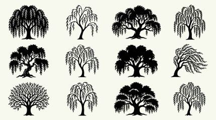 Collection of willow tree silhouettes © Corvus