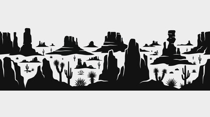 Desert landscape silhouette scenic view © AloyChips