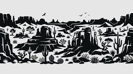 Desert landscape with cacti and mesas © AloyChips