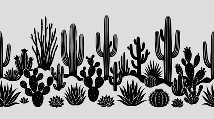 Obraz premium Desert plant border silhouette