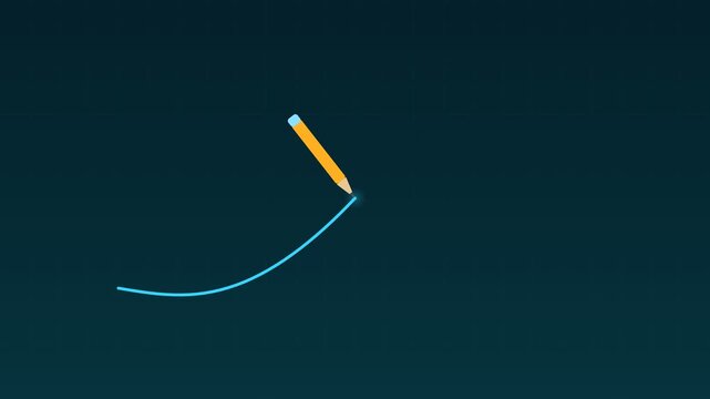 Animated Pencil drawing rising line learning aqua education loop