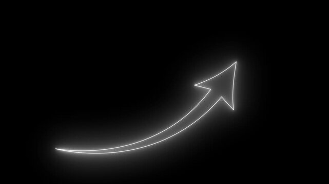 arrow down business graph icon animation. business chart concept. A neon down business graph icon displays a glowing, downward-sloping line or bar chart, symbolizing decline, loci