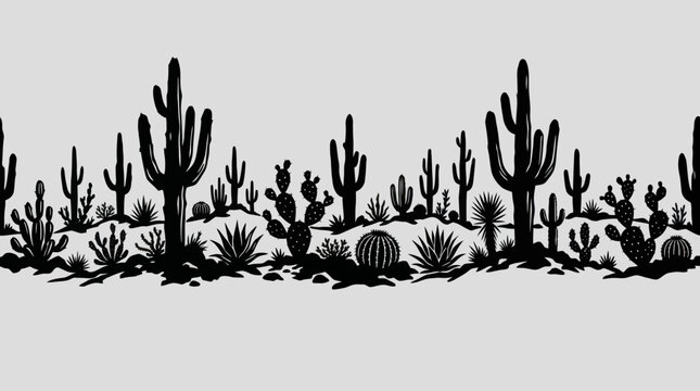 Desert silhouette border graphic