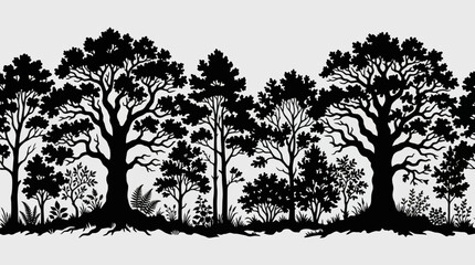 Diverse forest silhouette border © Ditanjay