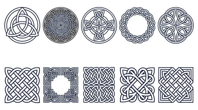 Collection of celtic knot designs with intricate patterns and detailed craftsmanship